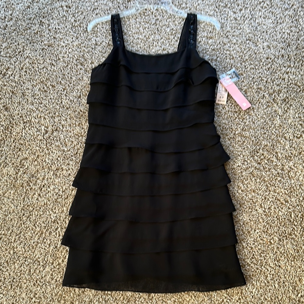 Dressbarn Black Tiered Sheath Mini Evening Cocktail Dress NWT